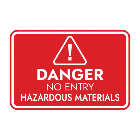 Signs ByLITA Classic Framed Danger: No Entry - Hazardous Materials Door or Wall Sign Easy Installation | Health And Safety | Building And Warning Sign (Red) - Small
