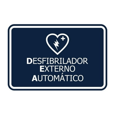 Signs ByLITA Classic Framed Desfibrilador Externo Automatico Door or Wall Sign (Navy Blue / White) - Large