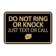 Signs ByLITA Classic Framed Do Not Ring Bell or Knock Please Text or Call Entrance Sign (Black /Gold) - Small