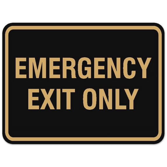 Signs ByLITA Classic Framed Emergency Exit Only Sign - Easy Installation | Durable Wall or Door Sign (Black /Gold) - Small
