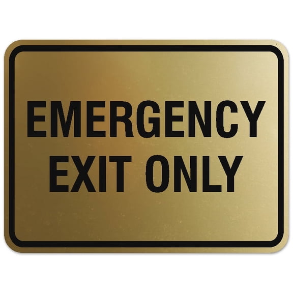 Signs ByLITA Classic Framed Emergency Exit Only Sign - Easy Installation | Durable Wall or Door Sign (Brushed Gold) - Small