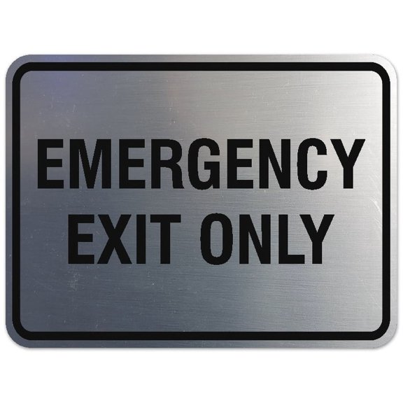 Signs ByLITA Classic Framed Emergency Exit Only Sign - Easy Installation | Durable Wall or Door Sign (Brushed Silver) - Small