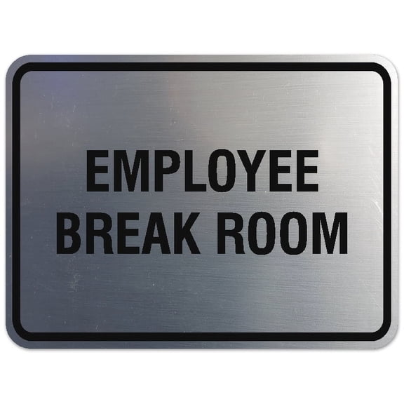 Signs ByLITA Classic Framed Employee Break Room Sign - Easy Installation | Durable Wall or Door Sign (Brushed Silver) - Small