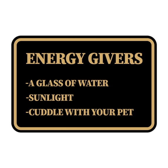 Signs ByLITA Classic Framed Energy Givers Sign (Black Gold) - Medium