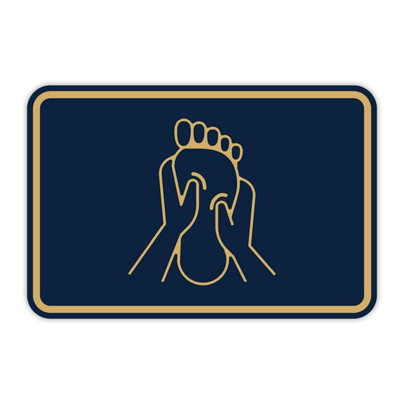 Signs ByLITA Classic Framed Feet Massages Graphic Sign (Navy Blue/Gold ) - Large