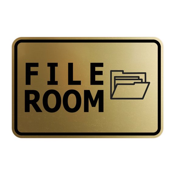 Signs ByLITA Classic Framed File Room Sign (Brushed Gold) - Large