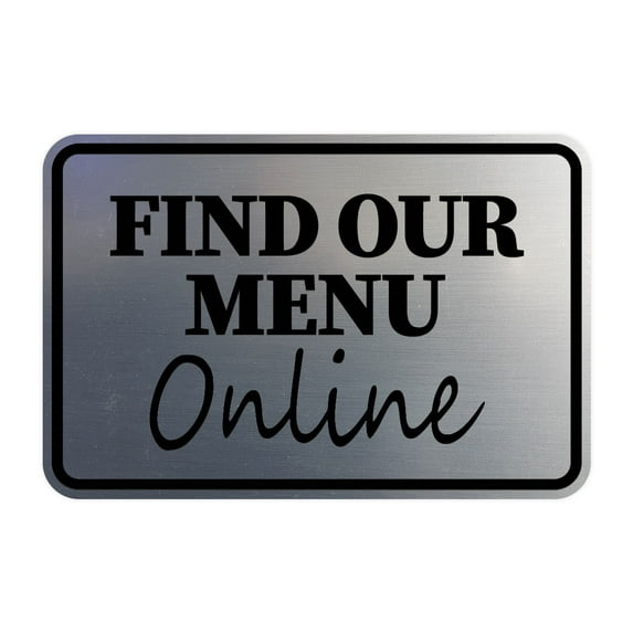 Signs ByLITA Classic Framed, Find Our Menu Online Sign (Brushed Silver) - Small