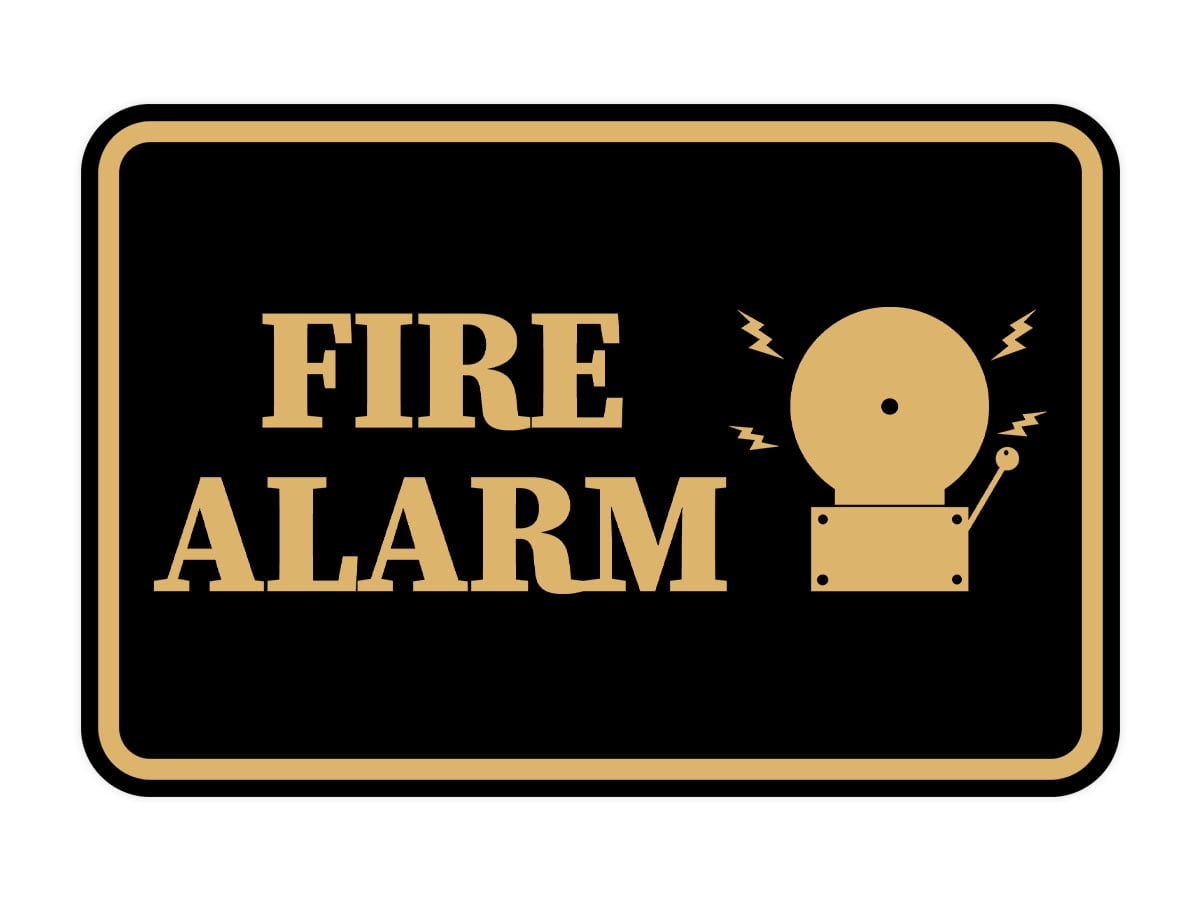 Fire Sign Large Signs ByLITA Classic Framed Fire Alarm Sign (Black Gold) - Large ...