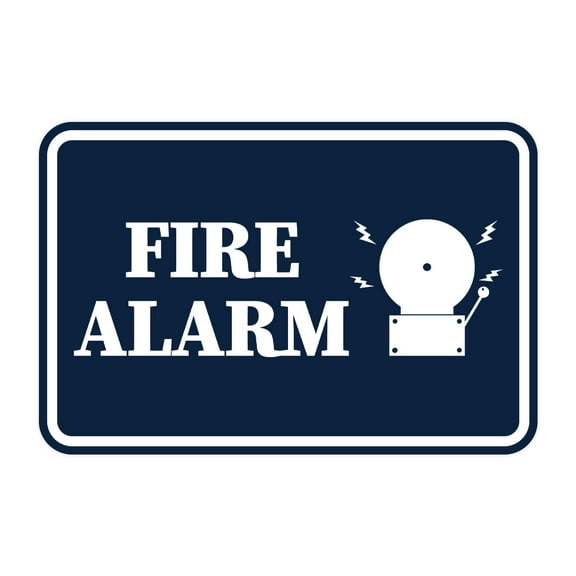 Signs ByLITA Classic Framed Fire Alarm Sign (Navy Blue / White) - Large