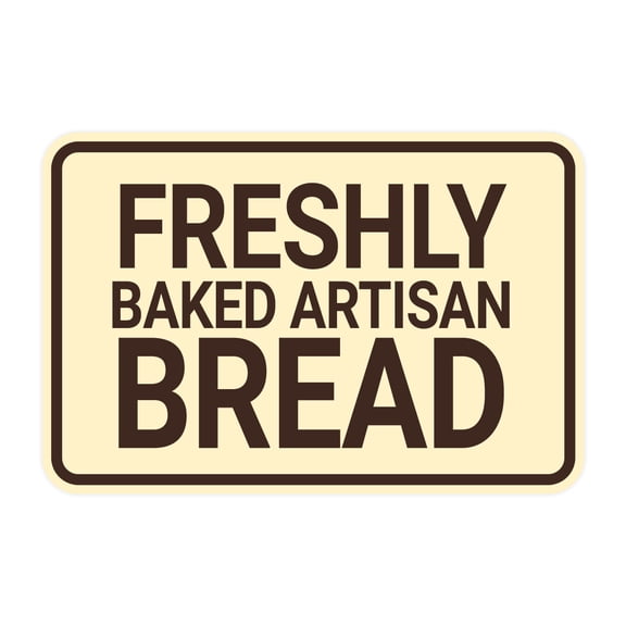 Signs ByLITA Classic Framed Freshly Baked Artisan Bread Door or Wall Sign Easy Installation | Office And Shop Decor | Bars And Restaurants Sign (Ivory/Dark Brown) - Small