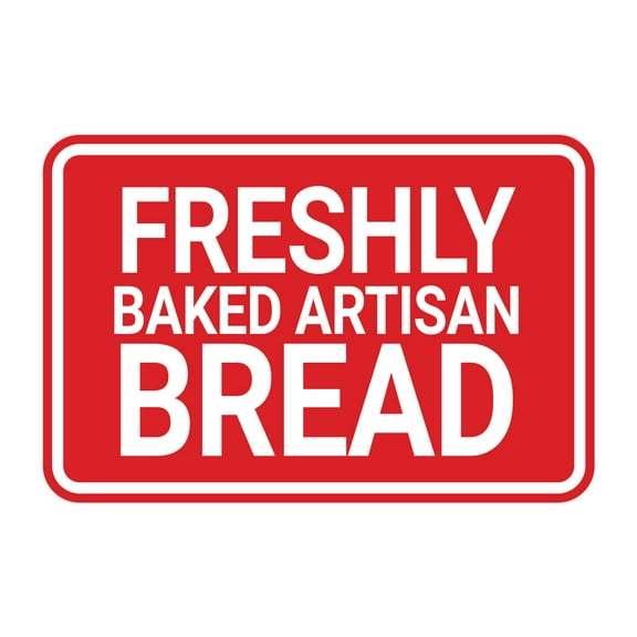 Signs ByLITA Classic Framed Freshly Baked Artisan Bread Door or Wall Sign Easy Installation | Office And Shop Decor | Bars And Restaurants Sign (Red) - Large