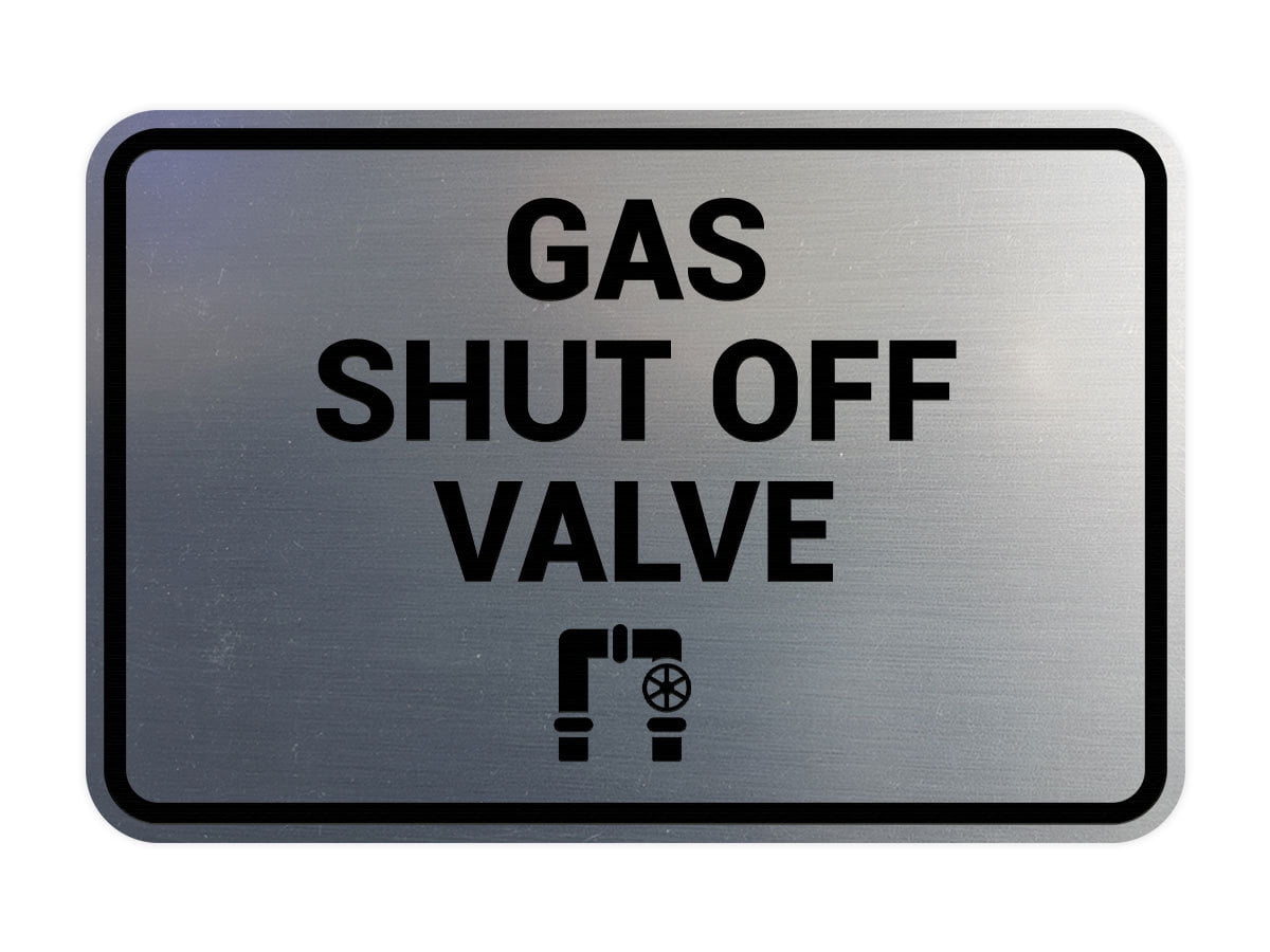 Signs ByLITA Classic Framed, Gas Shut Off Valve Sign (Brushed Silver ...