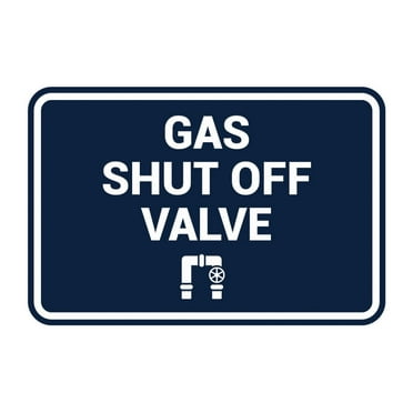 Signs ByLITA Classic Framed, Gas Shut Off Valve Sign (Navy Blue / White) - Large