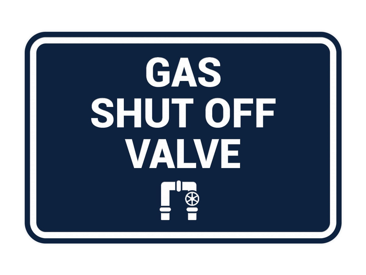 Signs ByLITA Classic Framed, Gas Shut Off Valve Sign (Navy Blue / White ...