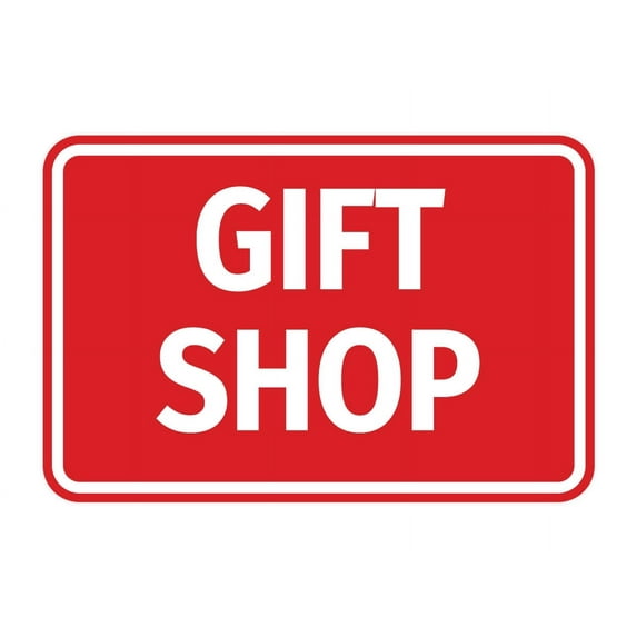 Signs ByLITA Classic Framed Gift Shop Door or Wall Sign Easy Installation | Office And Shop Decor | Bars And Restaurants Sign (Red) - Large