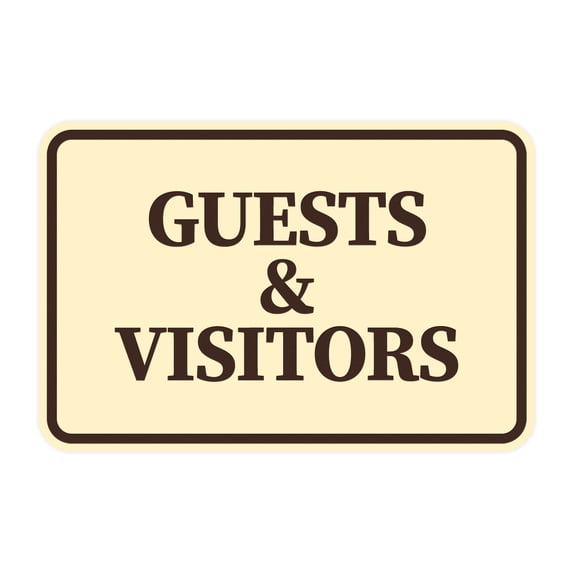 Signs ByLITA Classic Framed, Guests & Visitors Sign (Ivory/Dark Brown) - Large