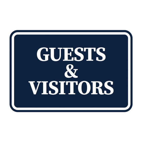 Signs ByLITA Classic Framed, Guests & Visitors Sign (Navy Blue / White) - Small