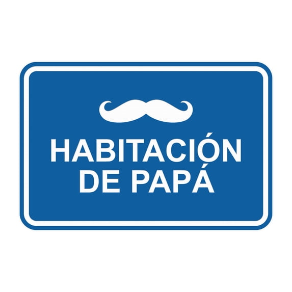 Signs ByLITA Classic Framed Habitación de papá Door or Wall Sign (Blue) - Small