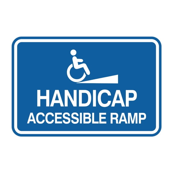 Signs ByLITA Classic Framed Handicap Accessible Ramp Durable ABS Plastic | Laser Engraved | Easy Installation | Elegant Design Sign (Blue) - Small