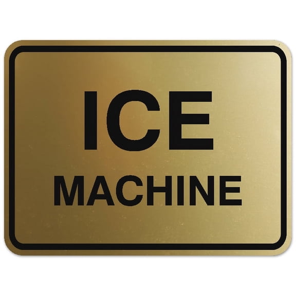Signs ByLITA Classic Framed Ice Machine Sign - Easy Installation | Durable Wall or Door Sign (Brushed Gold) - Small