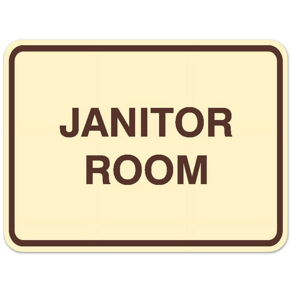 Signs ByLITA Classic Framed Janitor Room Sign - Easy Installation | Durable Material (Ivory/Dark Brown) - Small