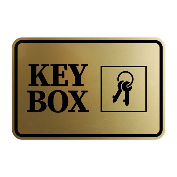 Signs ByLITA Classic Framed Key Box Sign (Brushed Gold) - Small