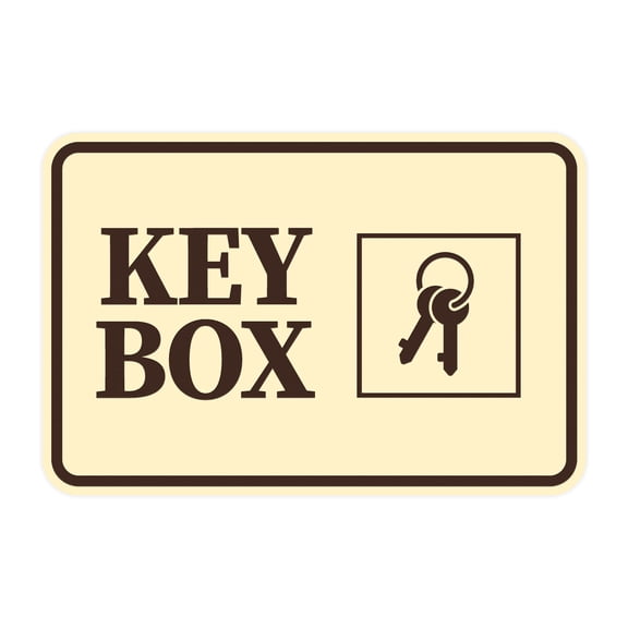 Signs ByLITA Classic Framed Key Box Sign (Ivory/Dark Brown) - Small