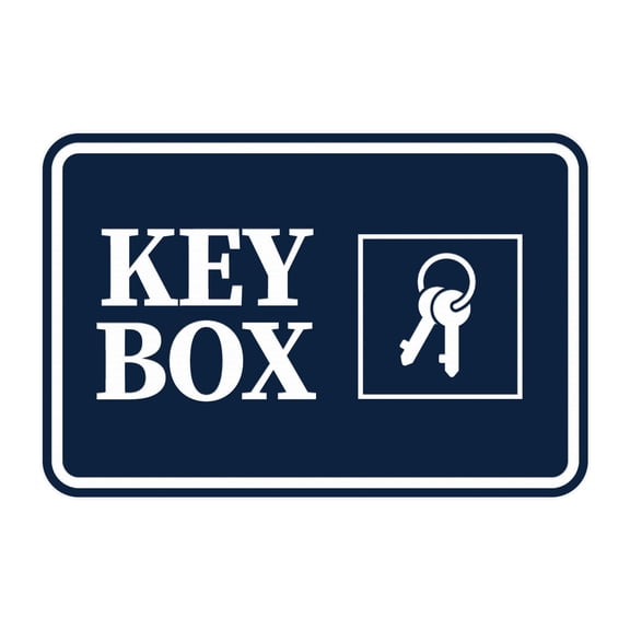 Signs ByLITA Classic Framed Key Box Sign (Navy Blue / White) - Small