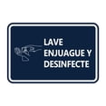 thumbnail image 1 of Signs ByLITA Classic Framed Lave Enjuague Y Desinfecte Durable ABS Plastic | Laser Engraved | Easy Installation | Elegant Design Sign (Navy Blue / White) - Small, 1 of 8