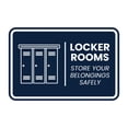 thumbnail image 1 of Signs ByLITA Classic Framed Locker Rooms Store Your Belongings Safely Sign (Navy Blue / White) - Large, 1 of 7