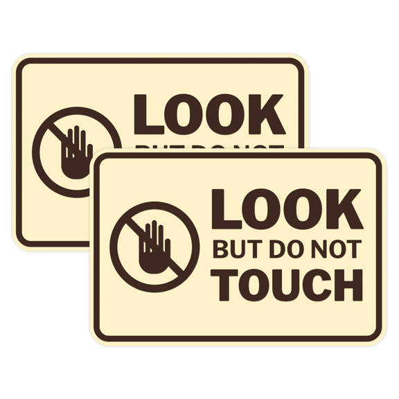 Signs ByLITA Classic Framed Look, But Do Not Touch Sign (Ivory/Dark Brown) - Medium 2 Pack