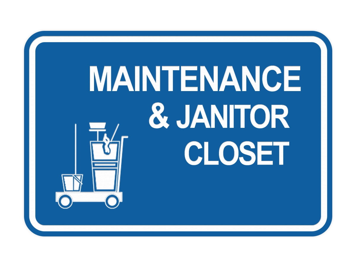 Signs ByLITA Classic Framed Maintenance & Janitor Closet Sign (Blue