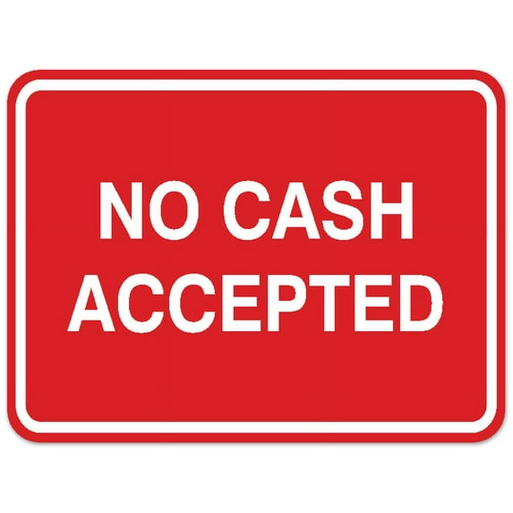 Signs ByLITA Classic Framed NO CASH ACCEPTED Door or Wall Sign Durable ABS Plastic | Laser Engraved | Easy Installation | Elegant Design (Red) - Small