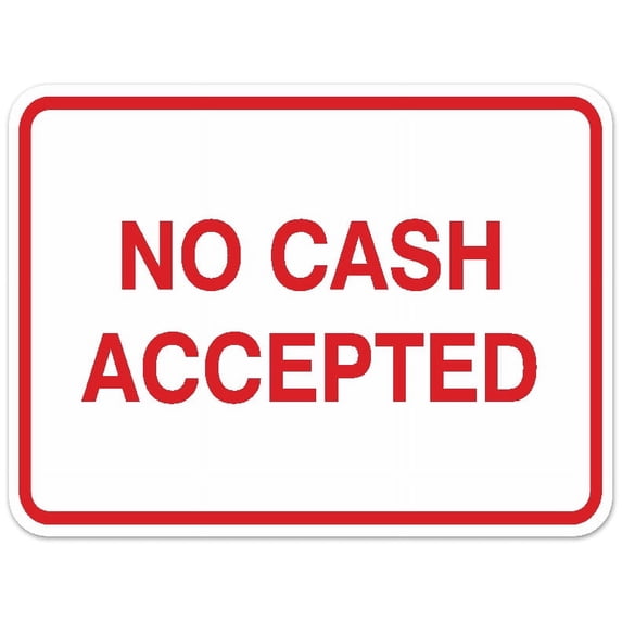 Signs ByLITA Classic Framed NO CASH ACCEPTED Door or Wall Sign Durable ABS Plastic | Laser Engraved | Easy Installation | Elegant Design (White/Red) - Medium