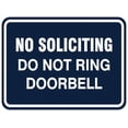 thumbnail image 1 of Signs ByLITA Classic Framed NO SOLICITING DO NOT RING DOORBELL Door or Wall Sign Durable ABS Plastic | Laser Engraved | Easy Installation | Elegant Design (Navy Blue / White) - Large, 1 of 3