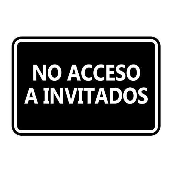 Signs ByLITA Classic Framed No Acceso A Invitados vector Durable ABS Plastic | Laser Engraved | Easy Installation | Elegant Design Sign (Black) - Small
