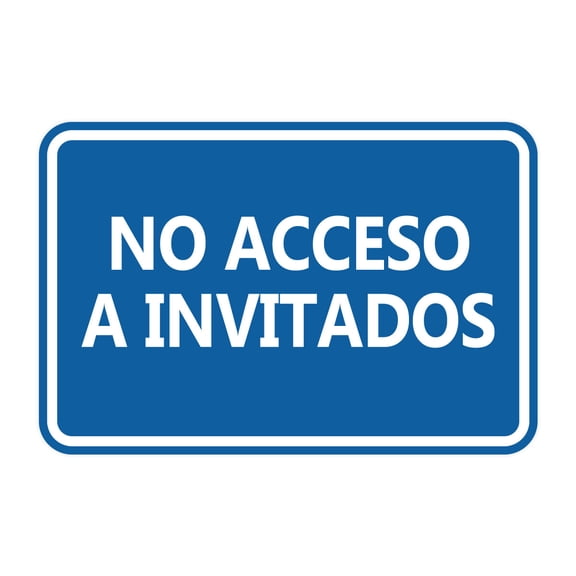 Signs ByLITA Classic Framed No Acceso A Invitados vector Durable ABS Plastic | Laser Engraved | Easy Installation | Elegant Design Sign (Blue) - Small