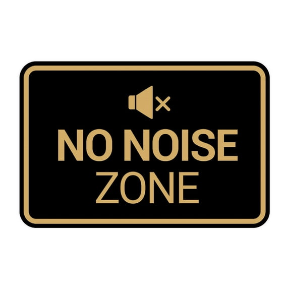 Signs ByLITA Classic Framed, No Noise Zone Sign (Black Gold) - Large