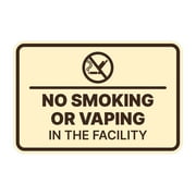 Signs ByLITA Classic Framed No Smoking or Vaping in the Facility Sign (Ivory/Dark Brown) - Large