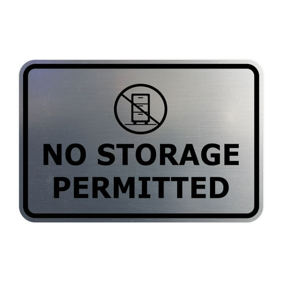 Signs ByLITA Classic Framed, No Storage Permitted Sign (Brushed Silver) - Large