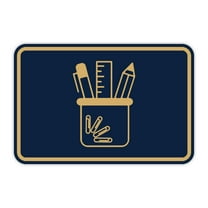 Signs ByLITA Classic Framed Office Stationary Graphic Sign (Navy Blue/Gold ) - Large