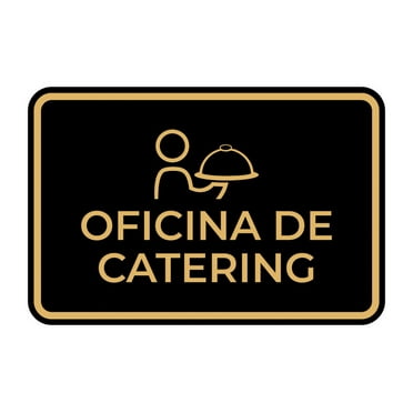 Signs ByLITA Classic Framed Oficina de Catering Door or Wall Sign (Black /Gold) - Small
