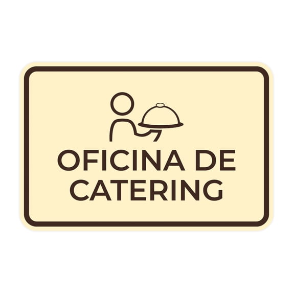 Signs ByLITA Classic Framed Oficina de Catering Door or Wall Sign (Ivory/Dark Brown) - Medium
