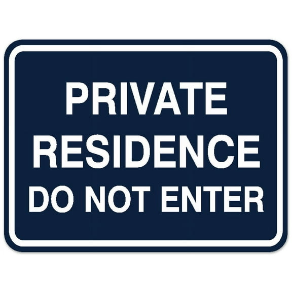 Signs ByLITA Classic Framed PRIVATE RESIDENCE DO NOT ENTER Door or Wall Sign Durable ABS Plastic | Laser Engraved | Easy Installation | Elegant Design (Navy Blue / White) - Small