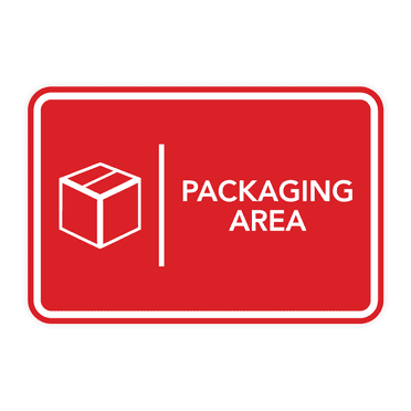 Signs ByLITA Classic Framed Packaging Area Door or Wall Sign Easy Installation | Health And Safety | Building And Hospitality Sign (Red) - Large