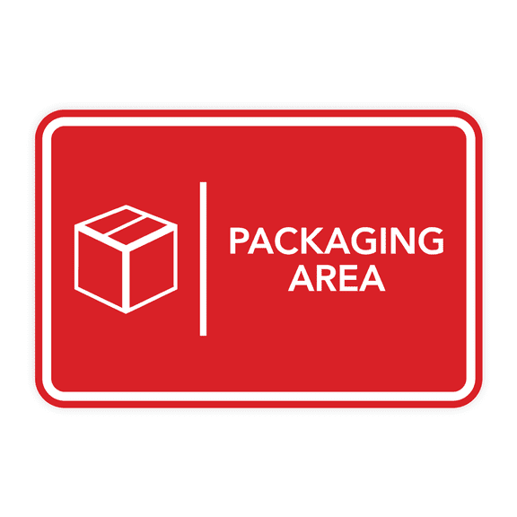 Signs ByLITA Classic Framed Packaging Area Door or Wall Sign Easy Installation | Health And Safety | Building And Hospitality Sign (Red) - Large