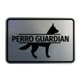 thumbnail image 1 of Signs ByLITA Classic Framed Perro Guardian Graphic Spanish Security Sign (Brushed Silver) - Small, 1 of 6