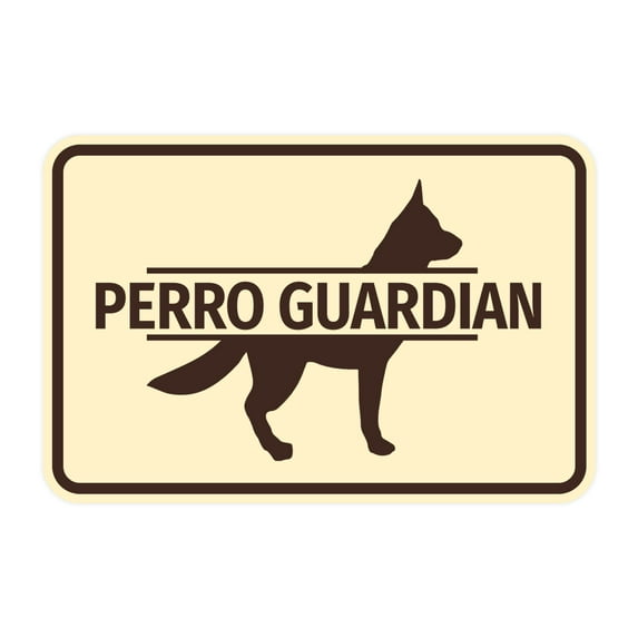Signs ByLITA Classic Framed Perro Guardian Graphic Spanish Security Sign (Ivory/Dark Brown) - Small