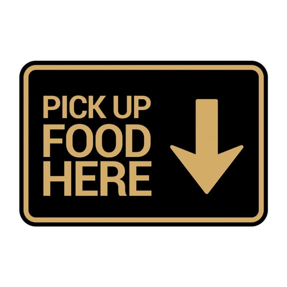 Signs ByLITA Classic Framed, Pick Up Food Here Sign (Black Gold) - Medium