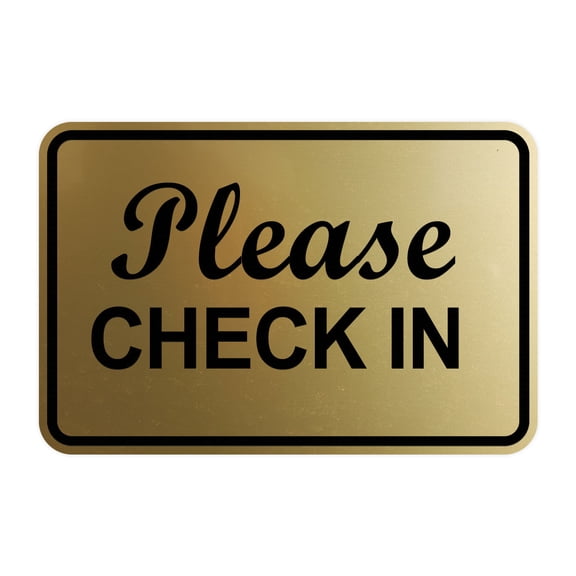 Signs ByLITA Classic Framed, Please Check In Sign (Brushed Gold) - Small